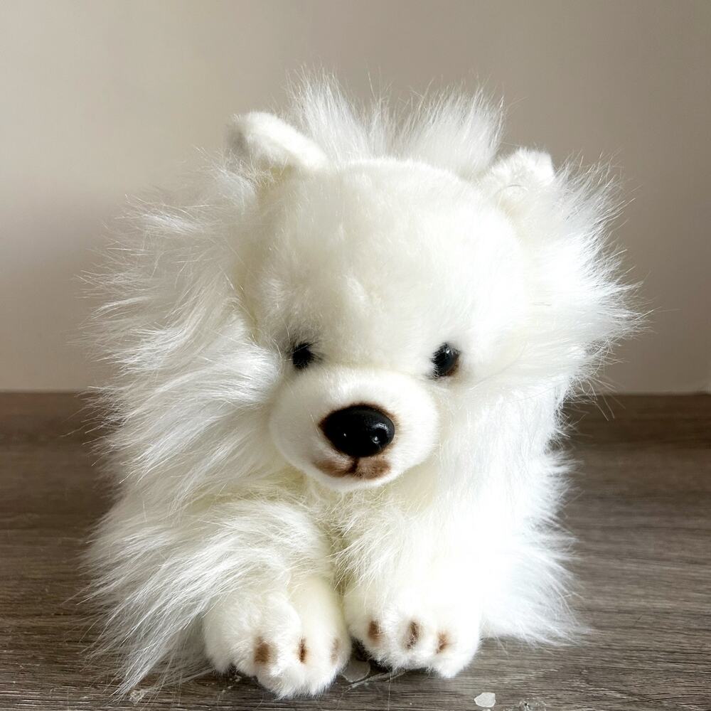 CU-MATE 12-inch Realistic White Stuffed Animal Plush Dog Girls/Boys Pomeranian